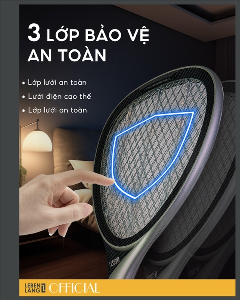LBL0101 - Vợt muỗi điện thông minh Lebenlang kiêm đèn bắt muỗi 2in1 tự động, công suất 2W