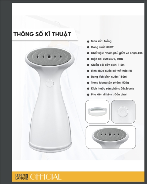 LBL5233 - Bàn là hơi nước cầm tay LBL5233 800W 180ml