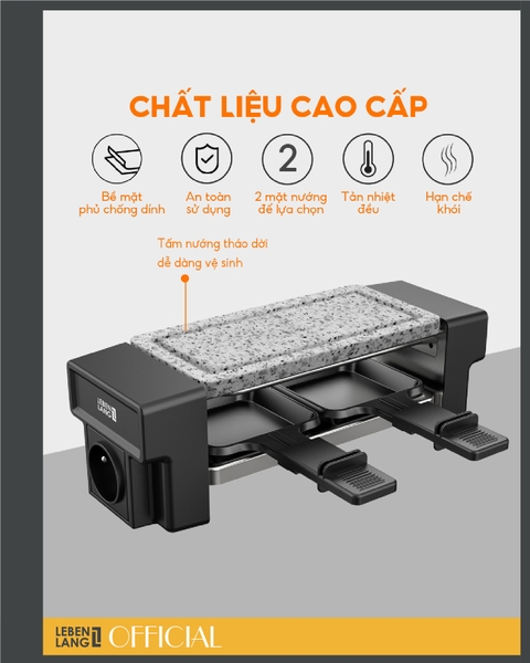 LBL1933 - Bếp nướng điện mặt đá LEBENLANG không khói 450W