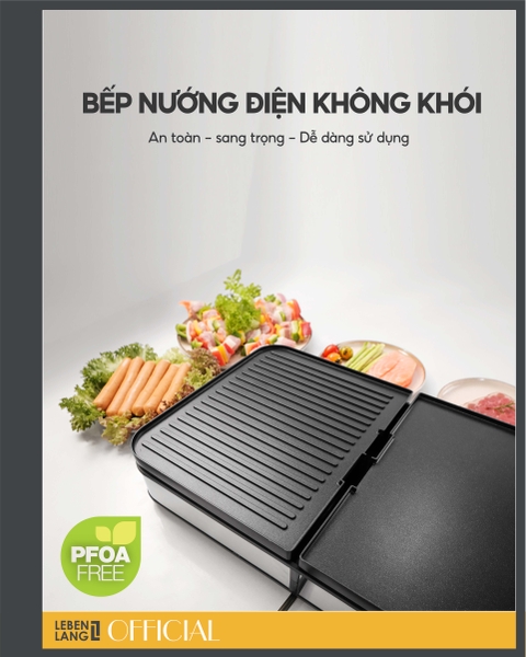 LBL8586 - Bếp nướng điện đôi không khói LEBENLANG 2000W