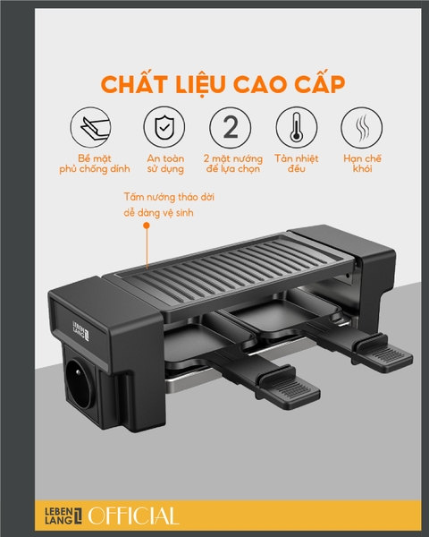 LBL1932 - Bếp nướng điện chống dính LEBENLANG không khói 450W