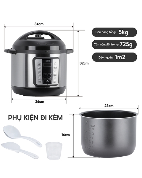 LBL0906 - Nồi áp suất điện tử 12 chức năng LEBENLANG 1000W 6000ml
