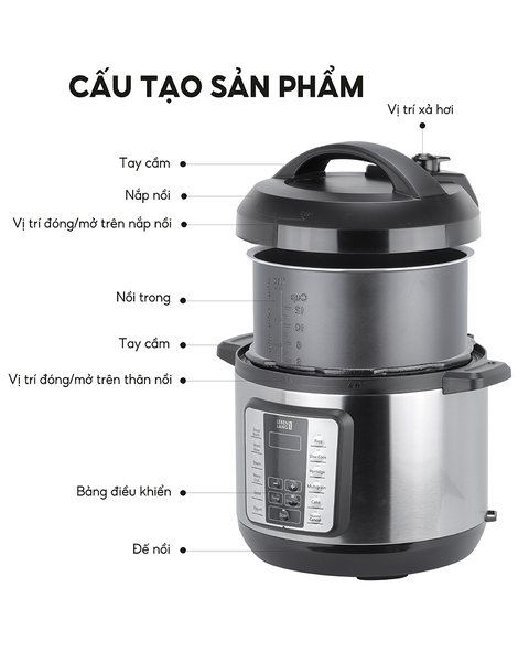 LBL0906 - Nồi áp suất điện tử 12 chức năng LEBENLANG 1000W 6000ml