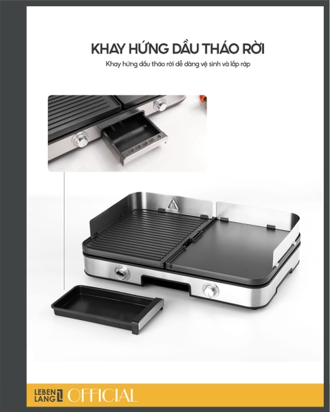 LBL8586 - Bếp nướng điện đôi không khói LEBENLANG 2000W