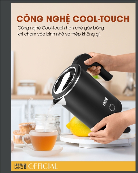 LBL2319 - Ấm siêu tốc inox nhỏ gọn Lebenlang LBL2319  dung tích 500ml