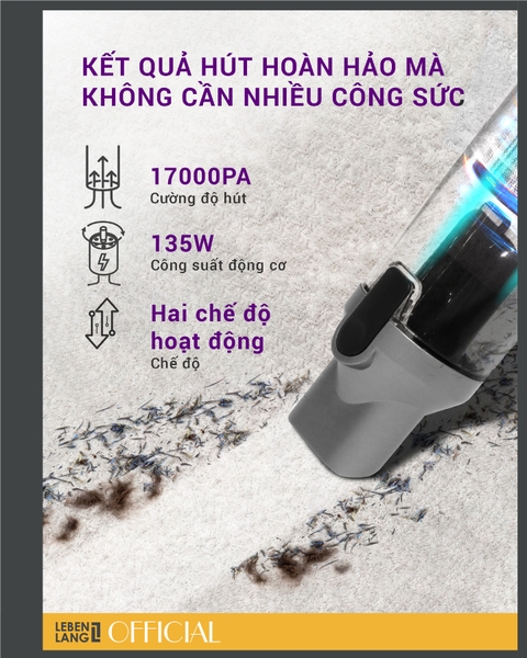 LBL2305 - Máy hút bụi cầm tay LEBENLANG 135W dung tích 200ml