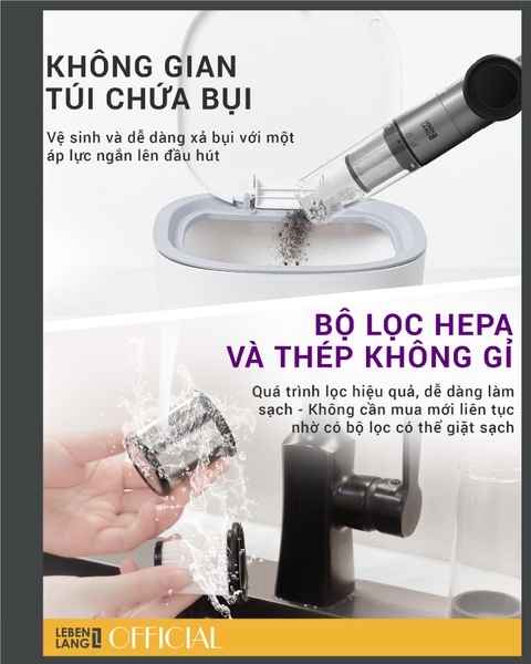 LBL2305 - Máy hút bụi cầm tay LEBENLANG 135W dung tích 200ml