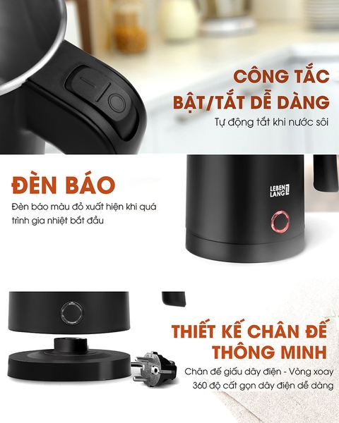LBL2319 - Ấm siêu tốc inox nhỏ gọn Lebenlang LBL2319  dung tích 500ml