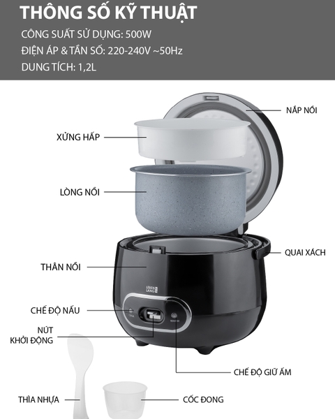 LBL0589 - Nồi cơm điện LEBENLANG 1200ml 500W