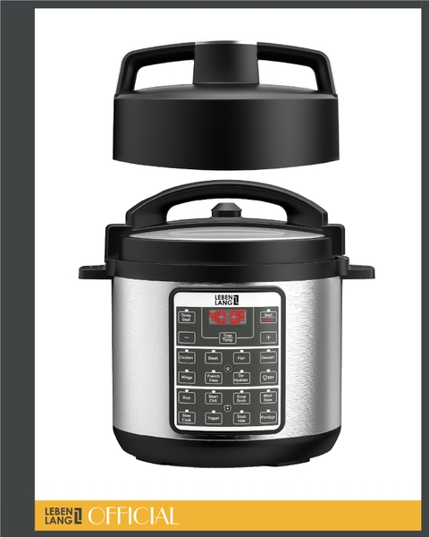 LBEE7308 - Nồi áp suất điện tử đa năng, kết hợp chiên không dầu LEBENLANG 1000W 6000ml