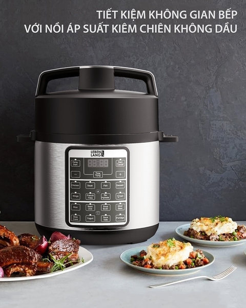 LBEE7308 - Nồi áp suất điện tử đa năng, kết hợp chiên không dầu LEBENLANG 1000W 6000ml