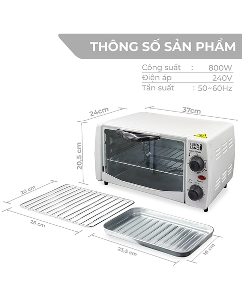 LBMT8683 - Lò nướng mini đa năng LEBENLANG 800W 12L