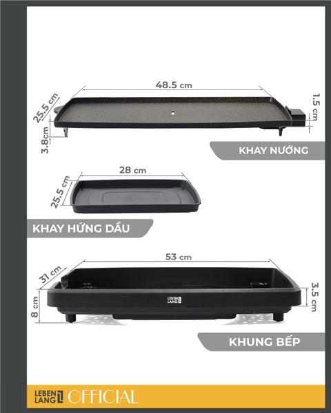 LBEE5656 - Bếp nướng điện LEBENLANG không khói 1800W