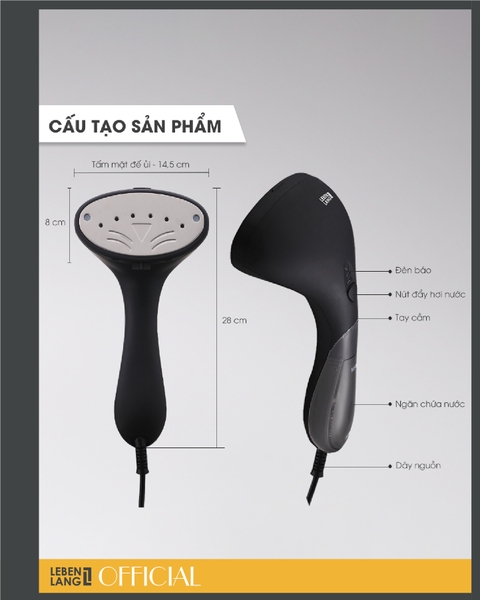 LBL5282 - Bàn là hơi nước cầm tay LEBENLANG 1500W 110ml