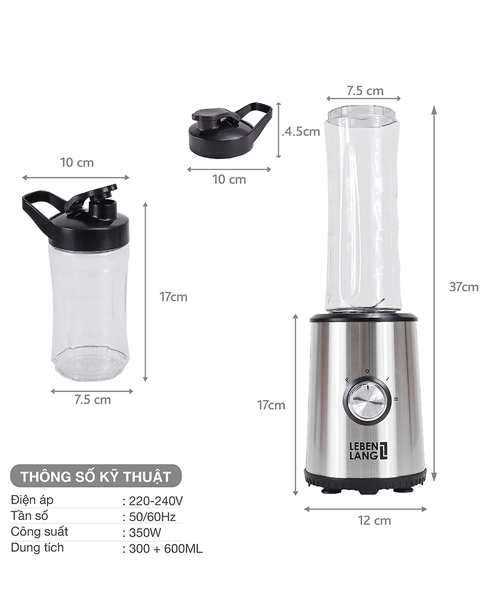 LBSP8648 - Máy xay sinh tố tiện lợi LEBENLANG 350W dung tích 600ml, 300ml