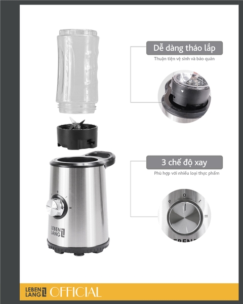 LBSP8648 - Máy xay sinh tố tiện lợi LEBENLANG 350W dung tích 600ml, 300ml