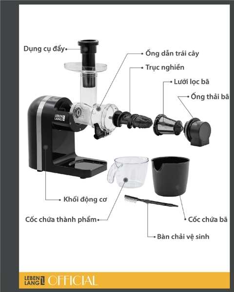 LBSS2204 - Máy ép chậm ngang LEBENLANG 200W 400ml