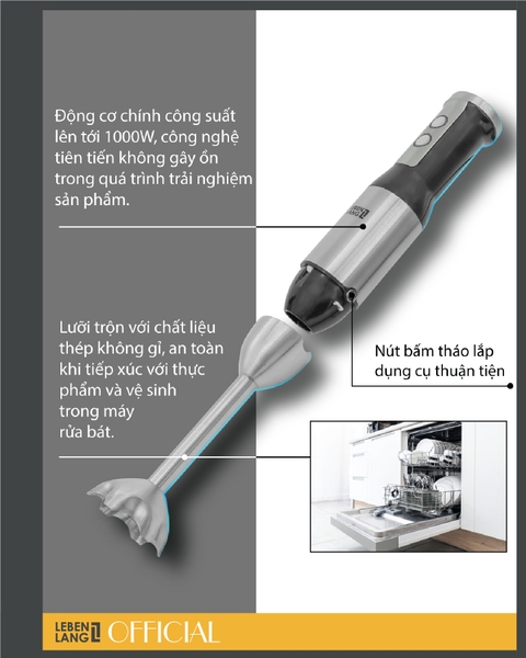 LBL4589 - Máy xay cầm tay đa năng LEBENLANG 1000W