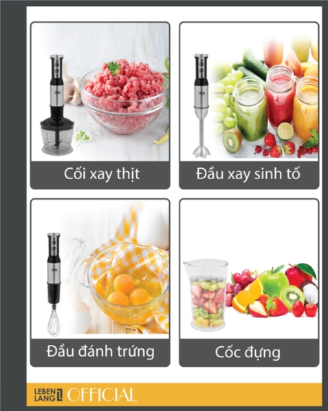 LBSH4787 - Máy xay cầm tay đa năng Lebenlang 1000W