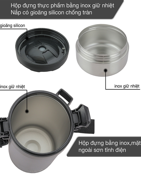 LBT856 - Hộp giữ nhiệt, hộp cơm inox Lebenlang 6 chi tiết