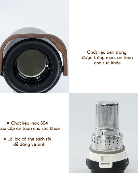 LBL3031 - Bình giữ nhiệt inox có lõi lọc trà Lebenlang 1000ml