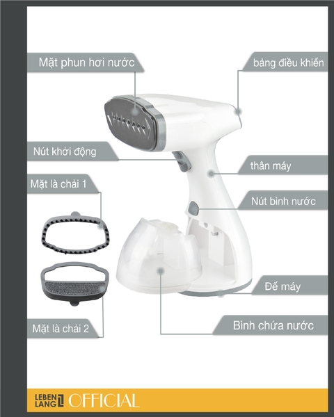 LBD528 - Bàn là hơi nước cầm tay Lebenlang 1500W 300ml