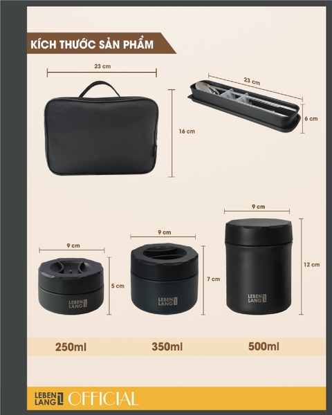 LBL8568 - Hộp giữ nhiệt, hộp cơm inox Lebenlang 5 chi tiết