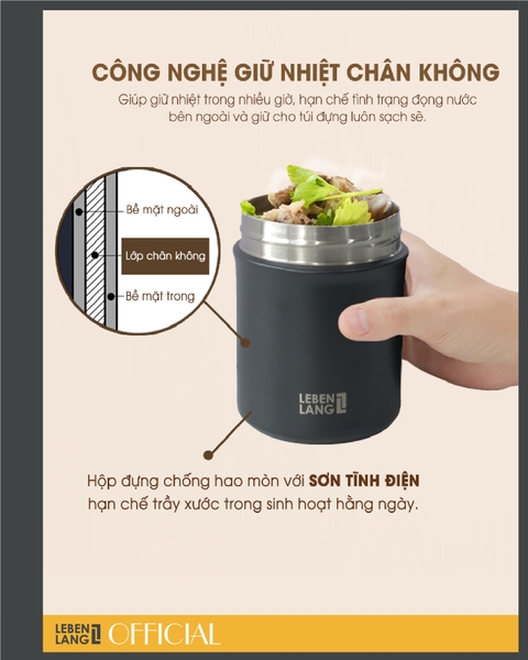LBL8568 - Hộp giữ nhiệt, hộp cơm inox Lebenlang 5 chi tiết