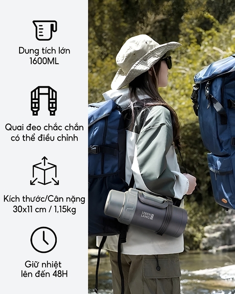 LBL3030 - Phích nước giữ nhiệt có tay cầm LEBENLANG 1600ml