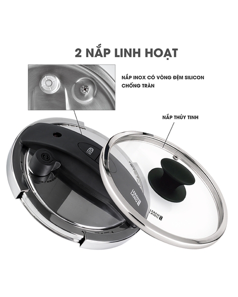 LBL0909- Nồi inox đa năng nắp áp suất Lebenlang 5500ml