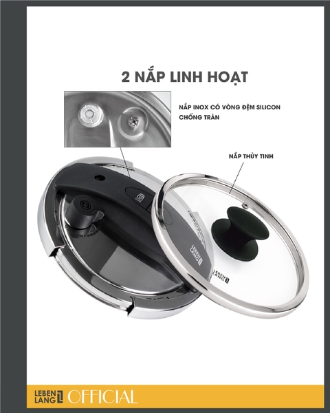 LBL0909- Nồi inox đa năng nắp áp suất Lebenlang 5500ml