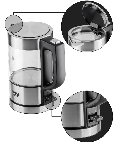 LBL2809 - Ấm siêu tốc, ấm thủy tinh Lebenlang LBL2809 dung tích 500ml