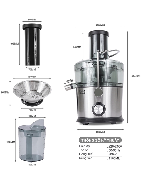 LBEJ3468 - Máy ép nhanh LEBENLANG 1100ml 800W