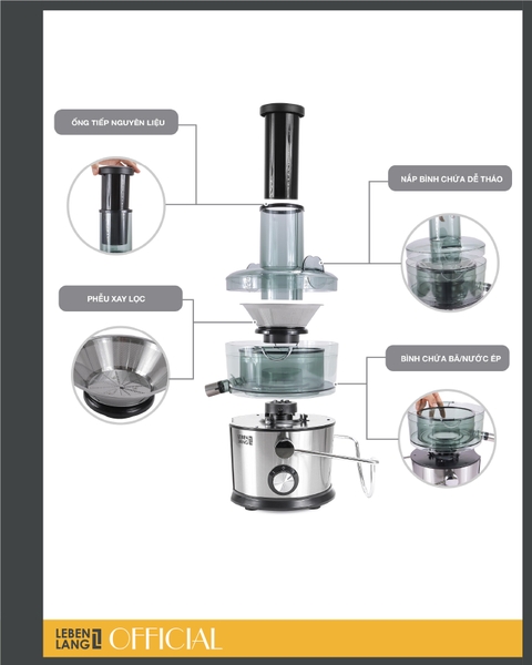 LBEJ3468 - Máy ép nhanh LEBENLANG 1100ml 800W