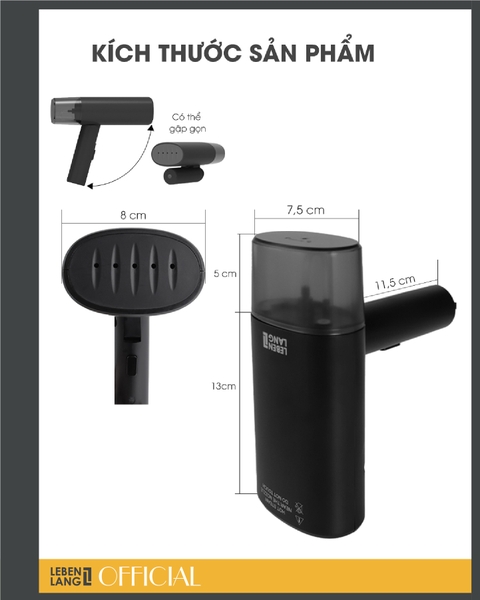 LBL5280 - Bàn là hơi nước gấp gọn tiện lợi LEBENLANG 800W 120ml