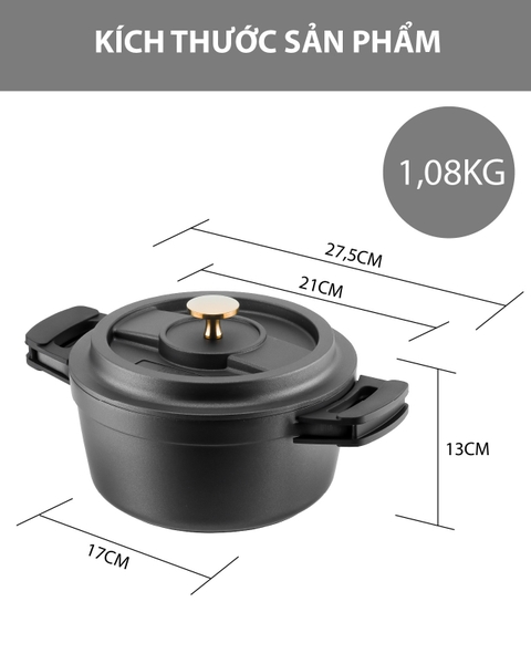 LBL2525- Nồi nhôm đúc tráng men đa năng Lebenlang 3000ml