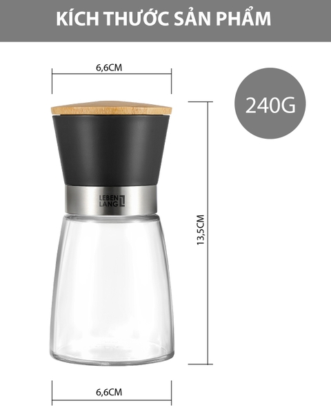 LBL9595 - Dụng cụ xay muối và tiêu 170ml Lebenlang