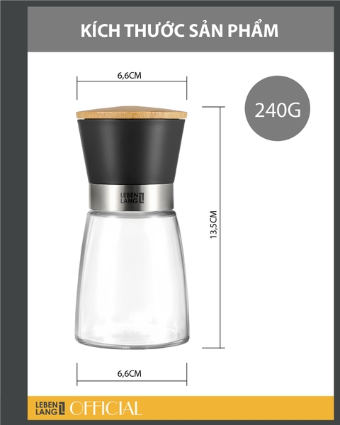 LBL9595 - Dụng cụ xay muối và tiêu 170ml Lebenlang