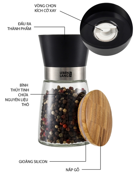 LBL9595 - Dụng cụ xay muối và tiêu 170ml Lebenlang