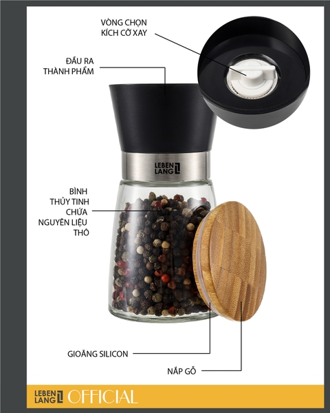 LBL9595 - Dụng cụ xay muối và tiêu 170ml Lebenlang