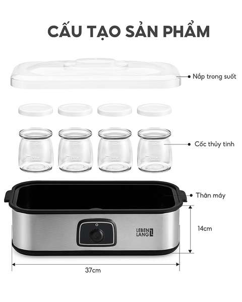 LBL9139- Máy làm sữa chua 8 lọ thủy tinh Lebenlang 200W