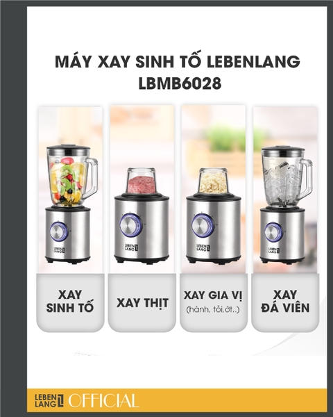 LBMB6028 - Máy xay đa năng thủy tinh LEBENLANG LBMB6028 800W công suất 1500ml