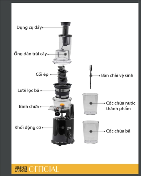 LBSS0404 - Máy ép chậm đứng LEBENLANG 200W 1000ml