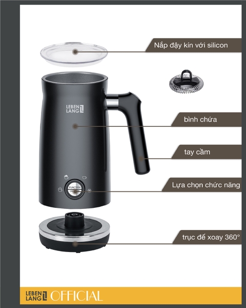 LBF3088-Máy đánh bọt sữa LEBENLANG 500W 300ml