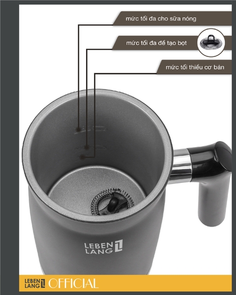 LBF3088-Máy đánh bọt sữa LEBENLANG 500W 300ml
