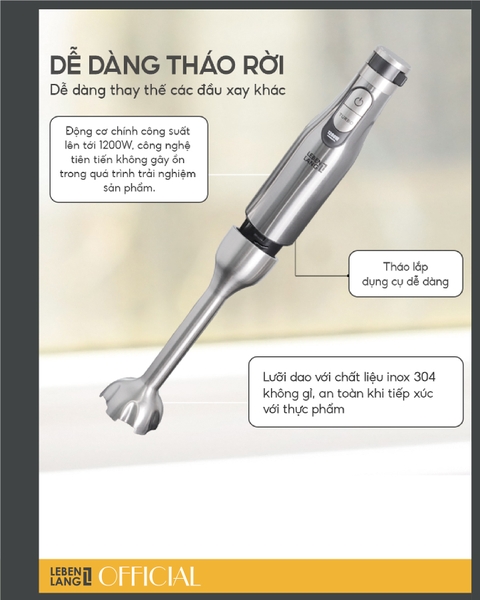 LBL4783 - Máy xay cầm tay đa năng Lebenlang 1200W