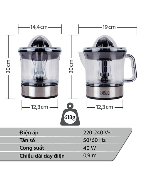 LB389 - Máy vắt cam Lebenlang 40W 700ml