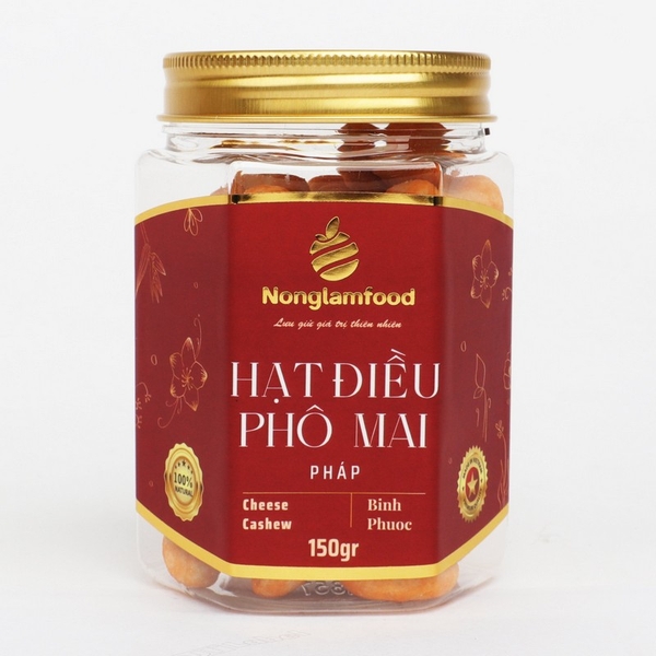 Hạt Điều Phô Mai Pháp Nonglamfood Hũ 150g | Hũ Lục Giác Đặc Biệt | Quà Tặng Cao Cấp