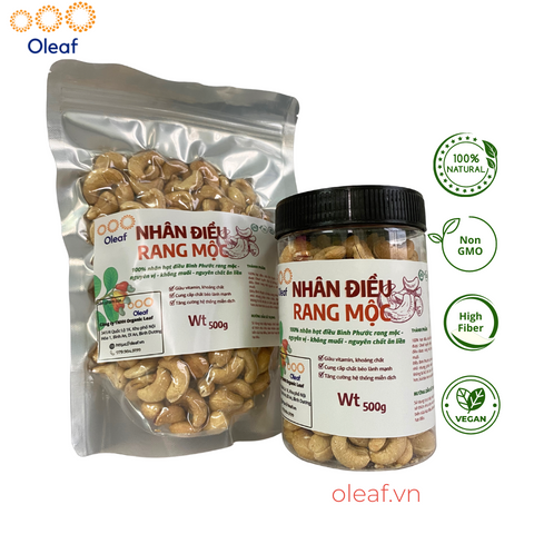 Hạt Điều Rang Mộc Size W240 Bình Phước Chất Lượng Loại 1 - Giòn Thơm Không Hôi Dầu OLEAF