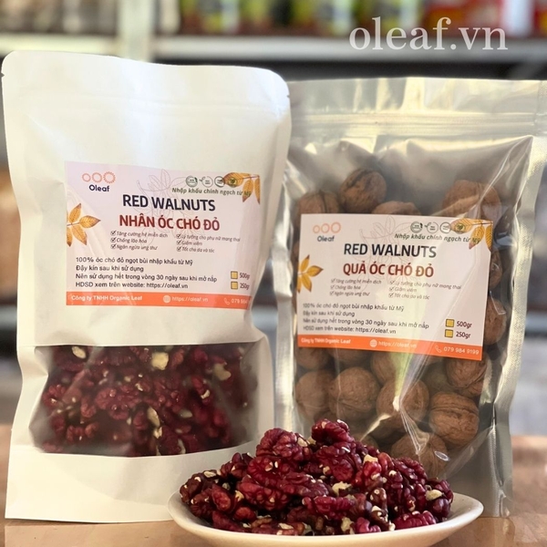 Nhân Và Quả Óc Chó Đỏ Nhập Khẩu Từ Mỹ, Hạt Dinh Dưỡng OLEAF, DATE Mới Thơm Ngon Bổ Dưỡng, Ăn Kiêng, Giảm Cân